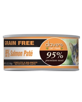 Dave's Pet Food 95% Premium Meat Grain-Free Salmon Pate Canned Cat Food, 5.5-oz, case of 24