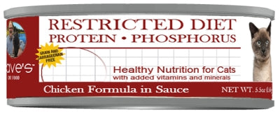 Dave's Pet Food Restricted Diet Protein & Phosphorus Grain-Free Chicken Formula in Sauce Canned Cat Food, 5.5-oz, case of 24