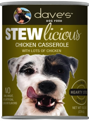 Dave's Pet Food Stewlicious Chicken Casserole Canned Dog Food, 13.2-oz, case of 12