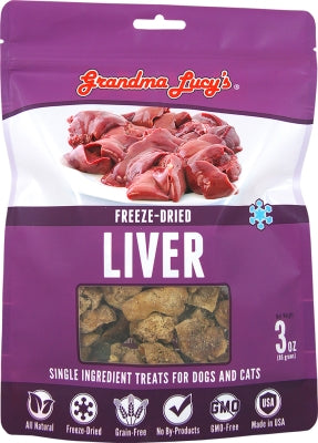 Grandma Lucy's Freeze-Dried Liver Single Ingredient Dog & Cat Treats, 3-oz bag