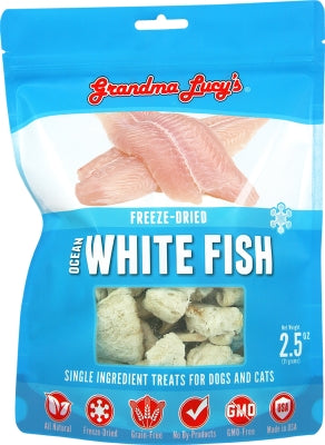 Grandma Lucy's Freeze-Dried Ocean White Fish Single Ingredient Dog & Cat Treats, 3-oz bag