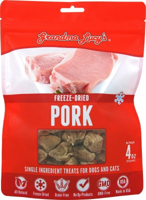 Grandma Lucy's Freeze-Dried Pork Single Ingredient Dog & Cat Treats, 4-oz bag