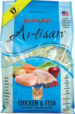 Grandma Lucy's Artisan Grain-Free Chicken & Fish Freeze-Dried Cat Food, 3-lb bag
