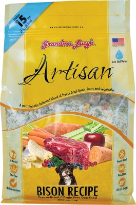 Grandma Lucy's Artisan Grain-Free Bison Recipe Freeze-Dried Dog Food, 3-lb bag