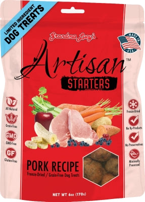 Grandma Lucy's Artisan Starters Grain-Free Pork Recipe Limited Ingredient Freeze-Dried Dog Treats, 4.75-oz bag