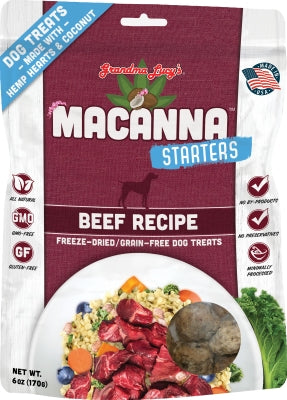 Grandma Lucy's Macanna Starters Grain-Free Beef Recipe Limited Ingredient Freeze-Dried Dog Treats, 4.75-oz bag