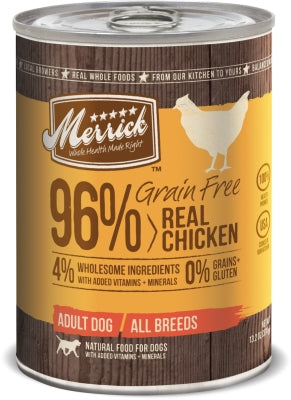 Merrick Grain-Free 96% Real Chicken Canned Dog Food, 13.2-oz, case of 12