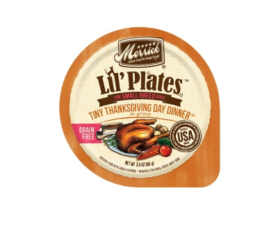 Merrick Lil' Plates Grain-Free Tiny Thanksgiving Day Dinner in Gravy Dog Food Trays, 3.5-oz, case of 12