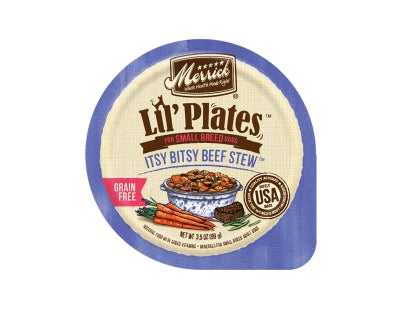 Merrick Lil' Plates Grain-Free Itsy Bitsy Beef Stew Dog Food Trays, 3.5-oz, case of 12