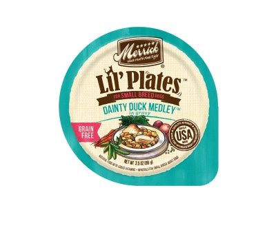 Merrick Lil' Plates Grain-Free Dainty Duck Medley in Gravy Dog Food Trays, 3.5-oz, case of 12