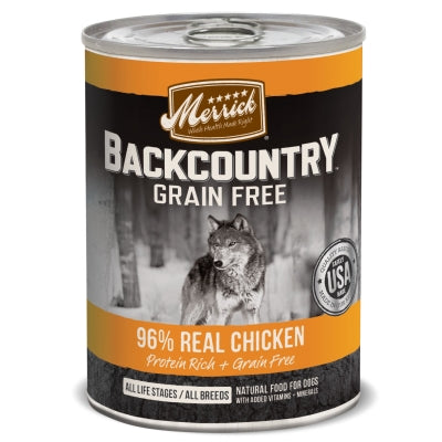 Merrick Backcountry Grain-Free 96% Real Chicken Recipe Canned Dog Food, 12.7-oz, case of 12