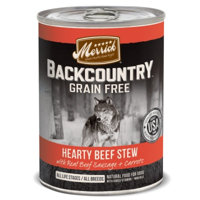 Merrick Backcountry Grain-Free Hearty Beef Stew Canned Dog Food, 12.7-oz, case of 12