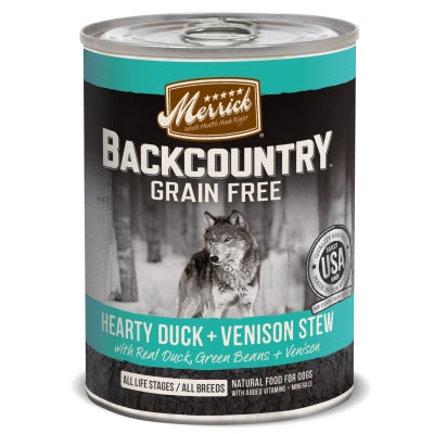 Merrick Backcountry Grain-Free Hearty Duck & Venison Stew Canned Dog Food, 12.7-oz, case of 12