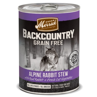 Merrick Backcountry Grain-Free Alpine Rabbit Stew Canned Dog Food, 12.7-oz, case of 12