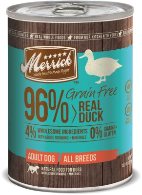 Merrick Grain-Free 96% Real Duck Canned Dog Food, 13.2-oz, case of 12