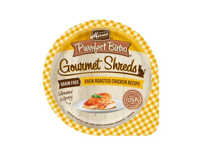 Merrick Purrfect Bistro Gourmet Shreds in Gravy Grain-Free Oven Roasted Chicken Recipe Cat Food Trays, 3.5-oz, case of 12