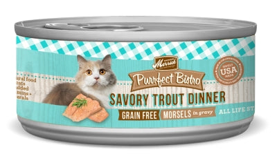 Merrick Purrfect Bistro Grain-Free Morsels in Gravy Savory Trout Dinner Canned Cat Food