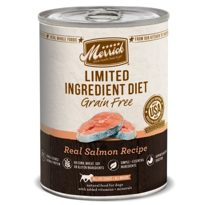 Merrick Limited Ingredient Diet Grain-Free Real Salmon Recipe Canned Dog Food, 12.7-oz, case of 12
