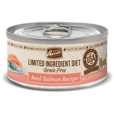 Merrick Limited Ingredient Diet Grain-Free Real Salmon Recipe Canned Cat Food, 5-oz, case of 24