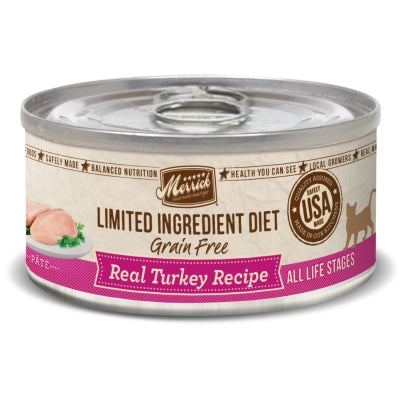 Merrick Limited Ingredient Diet Grain-Free Real Turkey Recipe Canned Cat Food, 5-oz, case of 24