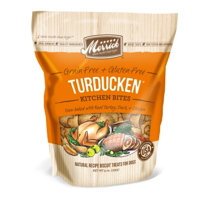 Merrick Kitchen Bites Turducken Grain-Free Biscuits Dog Treats, 9-oz bag