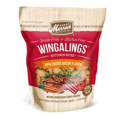 Merrick Kitchen Bites Wingalings Applewood Bacon Flavor Grain-Free Biscuits Dog Treats, 9-oz bag