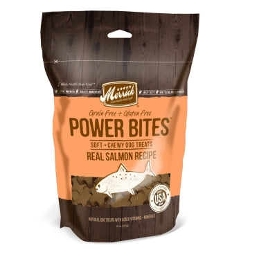 Merrick Power Bites Real Salmon Recipe Grain-Free Soft & Chewy Dog Treats, 6-oz bag