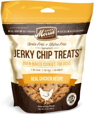 Merrick Jerky Chip Treats Real Chicken Recipe Grain-Free Dog Treats, 10-oz bag