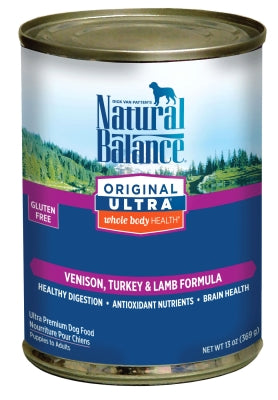 Natural Balance Original Ultra Whole Body Health Venison, Turkey & Lamb Formula Canned Dog Food, 13-oz, case of 12