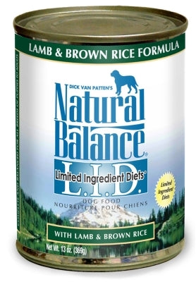 Natural Balance L.I.D. Limited Ingredient Diets Lamb & Brown Rice Formula Canned Dog Food, 13-oz, case of 12