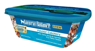 Natural Balance Delectable Delights Fetchin' Catchin's Stew Wet Dog Food, 8-oz tubs, case of 12