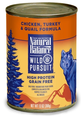 Natural Balance Wild Pursuit Chicken, Turkey & Quail Formula Grain-Free Canned Dog Food, 13-oz, case of 12
