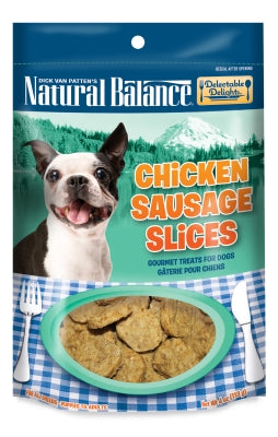 Natural Balance Delectable Delights Chicken Sausage Slices Dog Treats, 4-oz bag