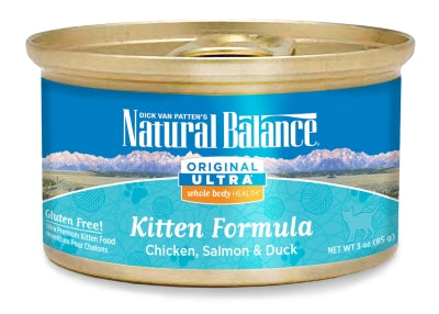 Natural Balance Original Ultra Whole Body Health Kitten Formula Chicken, Salmon & Duck Canned Cat Food, 3-oz, case of 24