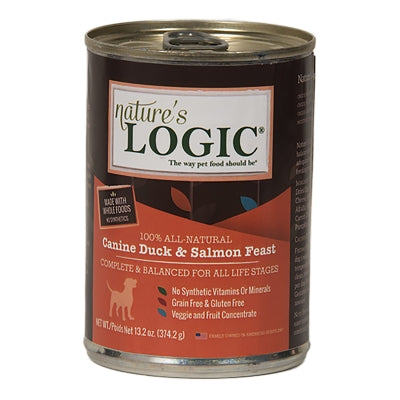 Nature's Logic Canine Duck & Salmon Feast Canned Dog Food, 13.2-oz, case of 12
