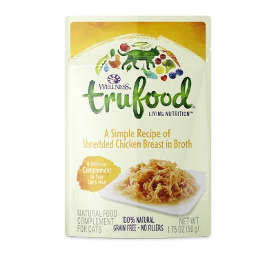 Wellness TruFood Shredded Chicken Breast in Broth Grain-Free Cat Food Topper, 1.75-oz, case of 24