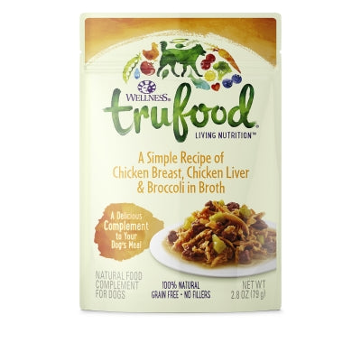 Wellness TruFood Chicken Breast, Chicken Liver & Broccoli in Broth Grain-Free Dog Food Topper, 2.8-oz, case of 24