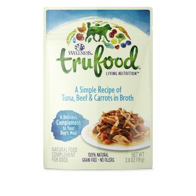 Wellness TruFood Tuna, Beef, & Carrots in Broth Grain-Free Dog Food Topper, 2.8-oz, case of 24