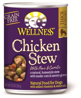 Wellness Chicken Stew with Peas & Carrots Grain-Free Canned Dog Food, 12.5-oz, case of 12
