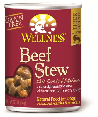 Wellness Beef Stew with Carrots & Potatoes Grain-Free Canned Dog Food, 12.5-oz, case of 12