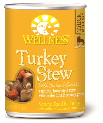 Wellness Turkey Stew with Barley & Carrots Canned Dog Food, 12.5-oz, case of 12