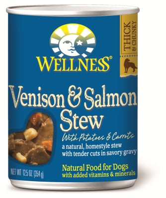 Wellness Venison & Salmon Stew with Potatoes & Carrots Canned Dog Food, 12.5-oz, case of 12