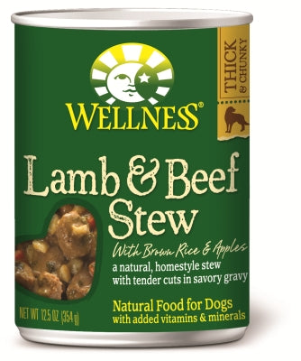 Wellness Lamb & Beef Stew with Brown Rice & Apples Canned Dog Food, 12.5-oz, case of 12