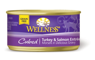 Wellness Cubed Turkey & Salmon Entrée Canned Cat Food, 3-oz, case of 24