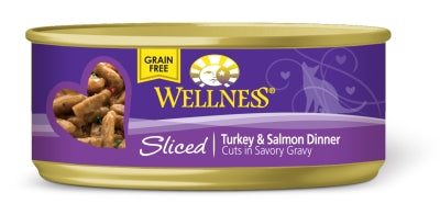 Wellness Sliced Turkey & Salmon Dinner Canned Cat Food, 5.5-oz, case of 24