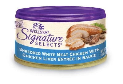 Wellness Signature Selects Shredded White Meat Chicken with Chicken Liver Entrée in Sauce Grain-Free Canned Cat Food