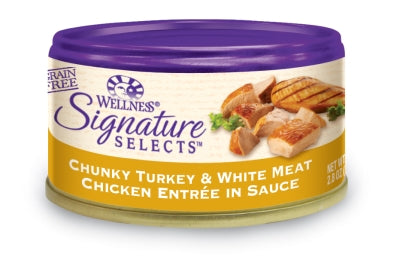 Wellness Signature Selects Chunky Turkey & White Meat Chicken Entrée in Sauce Grain-Free Canned Cat Food