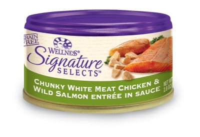 Wellness Signature Selects Chunky White Meat Chicken & Wild Salmon Entrée in Sauce Grain-Free Canned Cat Food