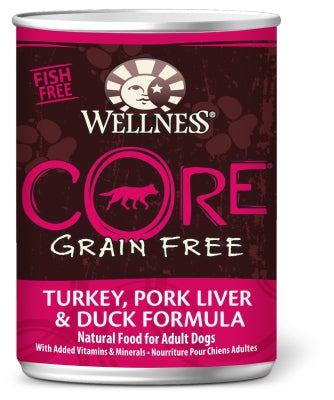 Wellness CORE Turkey, Pork Liver, & Duck Formula Grain-Free Canned Dog Food, 12.5-oz, case of 12