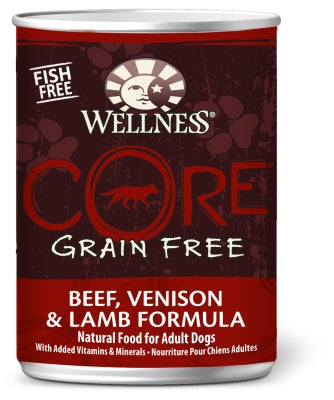 Wellness CORE Beef, Venison, & Lamb Formula Grain-Free Canned Dog Food, 12.5-oz, case of 12